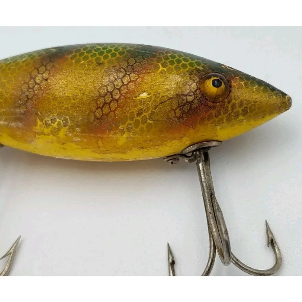 1915-29 HEDDON DOWAGIAC Lure TAD POLLY WOOD GLASS EYES ANTQ VTG RARE BR8.0PA2162